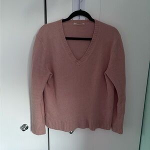 Everlane V-Neck Sweater in Dusty Pink